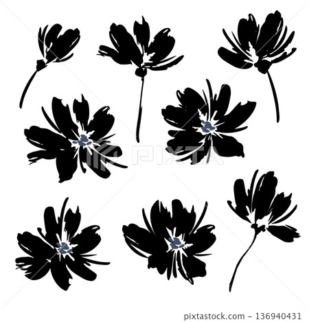 Abstract cute and simple flower material collection, Abstract cute and simple flower material collection, 136940431