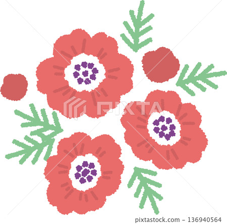 Red anemone illustration Red anemone illustration 136940564