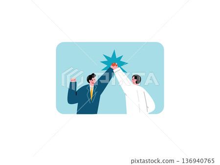 Businessmen high-fiving 136940765