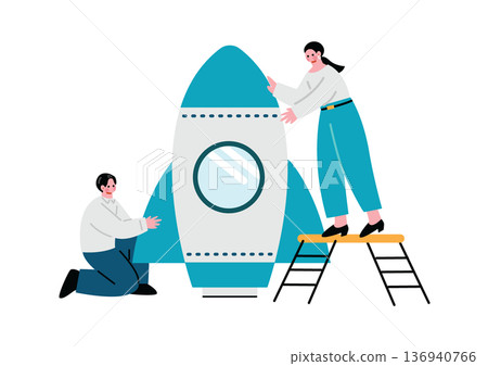 商人正在組裝火箭 136940766