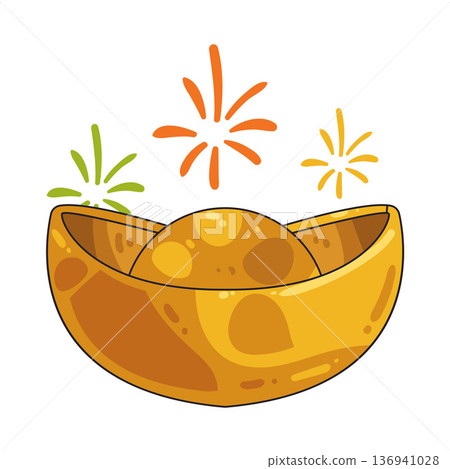 Illustration of chinese gold ingot Illustration of chinese gold ingot 136941028