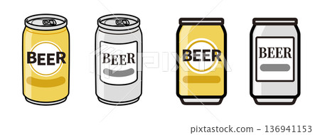 簡單的罐裝啤酒插圖集 簡單的罐裝啤酒插圖集 136941153