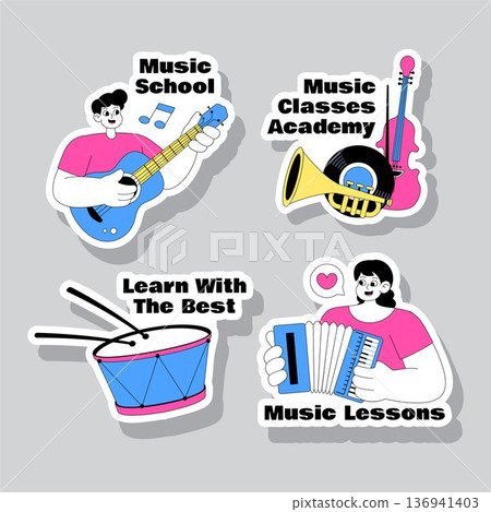 Label Design Flat Cartoon Hand Drawn for World Penguin Day Event 136941403