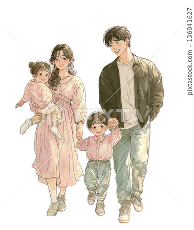 Family holding hands together Family holding hands together 136941627