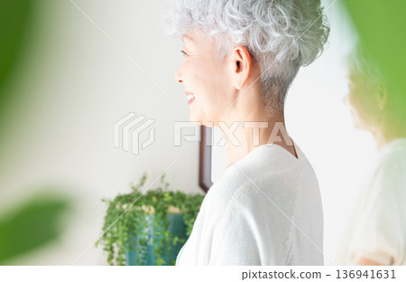 Senior woman side profile Senior woman side profile 136941631