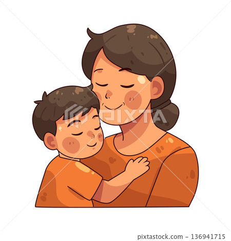 Illustration of Mommy and son 136941715