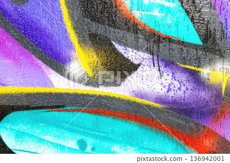 Colorful Urban Graffiti Wall Art in Blue, Purple, Yellow with 90s, Y2K Street Style Colorful Urban Graffiti Wall Art in Blue, Purple, Yellow with 90s, Y2K Street Style 136942001