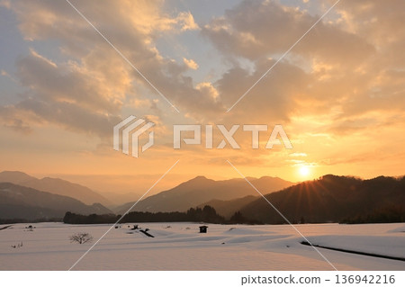 Snow scene of Kaida rice terraces 14 Snow scene of Kaida rice terraces 14 136942216