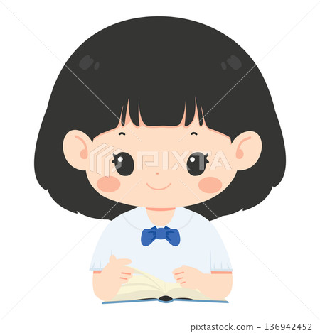 Illustration of Girl Reading a Book student 136942452