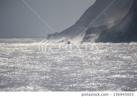 陽光照耀下,鳥島周圍的海面波光粼粼。 陽光照耀下,鳥島周圍的海面波光粼粼。 136943003