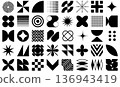 現代幾何圖案與抽象形狀向量圖示集 | 單色 136943419