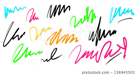 Hand drawn text pen scribble set 136943503