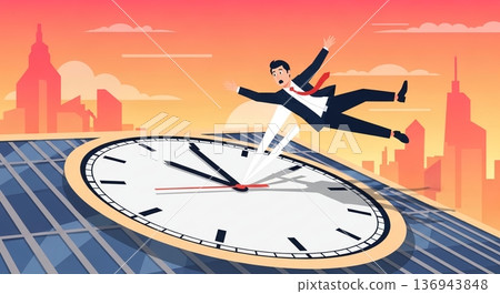 Stress of a businessman pressed for time 136943848