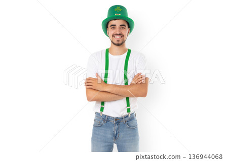 St Patricks Day celebration features a man in green hat, isolated, PNG 136944068