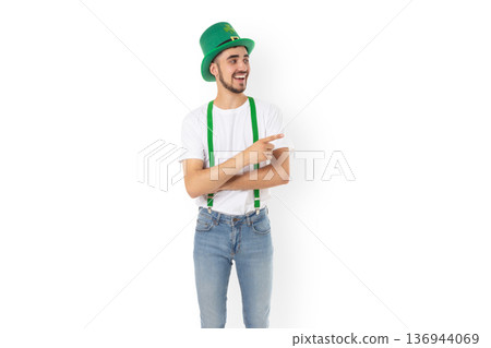 St Patricks Day celebration features a man in green hat, isolated, PNG 136944069