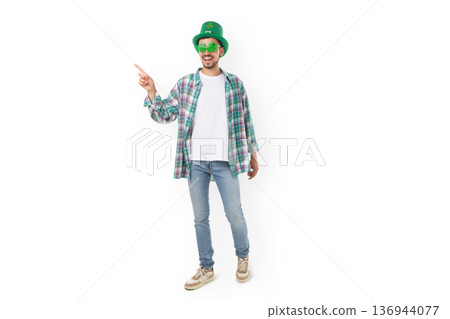 St Patricks Day celebration features a man in green hat, isolated, PNG St Patricks Day celebration features a man in green hat, isolated, PNG 136944077