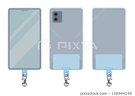 Smartphone front and back, with and without camera, strap holder attached Smartphone front and back, with and without camera, strap holder attached 136944149