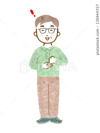 插圖描繪了一位表情和姿勢都像是在說「我明白了！」的老年男性。 136944357