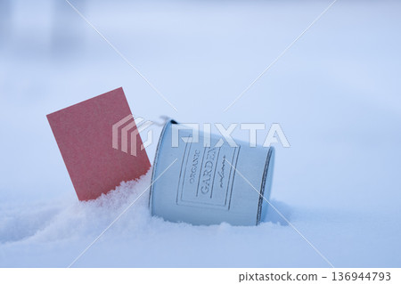Snowy landscape with red card Snowy landscape with red card 136944793