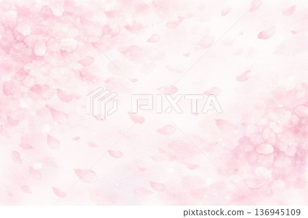 Background material: Cherry blossoms, Sakura, petals, watercolor painting 136945109