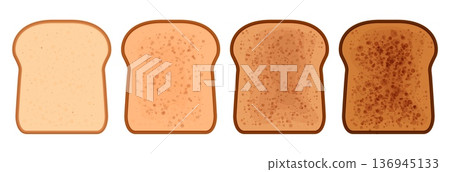 Toast bread. Roasted toasts from poorly and heavily fried. Wheat breads slices for sandwich. Breakfast lunch dinner, snack food for school or office, sapid vector set Toast bread. Roasted toasts from poorly and heavily fried. Wheat breads slices for sandwich. Breakfast lunch dinner, snack food for school or office, sapid vector set 136945133