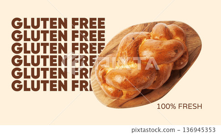 Fresh gluten free bread ready for Easter celebrations with family and friends at home 136945353