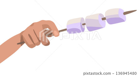 Vector isolated illustration of marshmallows for roasting on a white background. 136945480