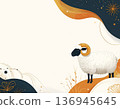 2027 Year of the Sheep New Year's card material with Japanese paper texture Eye-catching background 136945645