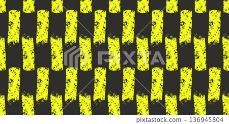 Small dash neon yellow lines seamless pattern. Surface pattern design geometric handmade rectangle grid motif. Hand drawn mini streaks texture. Vector repeat background illustration Small dash neon yellow lines seamless pattern. Surface pattern design geometric handmade rectangle grid motif. Hand drawn mini streaks texture. Vector repeat background illustration 136945804