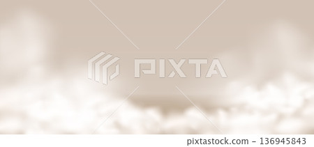 Light brown beige clouds studio room background. Heaven creamy sky gradient tan template. Morning surface for beauty cosmetic products presentation. Pastel color clouds on floor. limbo Vector bg Light brown beige clouds studio room background. Heaven creamy sky gradient tan template. Morning surface for beauty cosmetic products presentation. Pastel color clouds on floor. limbo Vector bg 136945843