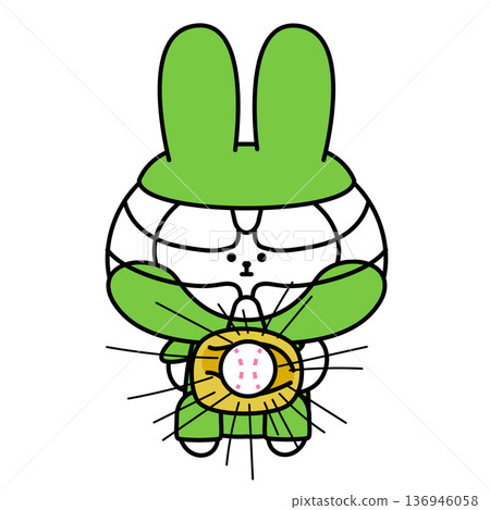 兔子接棒球的角色插畫 136946058