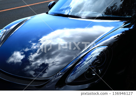 The bonnet of a shiny sports car The bonnet of a shiny sports car 136946127