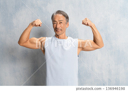 Senior man in training wear, sports image 136946198