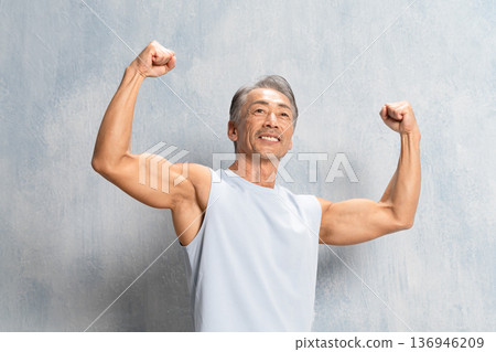 Senior man in training wear, sports image Senior man in training wear, sports image 136946209