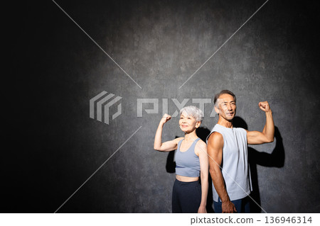 Senior men and women in training wear Sports image Senior men and women in training wear Sports image 136946314