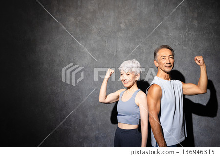Senior men and women in training wear Sports image Senior men and women in training wear Sports image 136946315