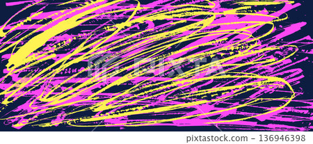 Neon colors paint rough brush stroke background. Yellow and pink angular brush textures, dynamic stroke patterns, graphic spray effects with punk grunge aesthetic. Vector urban street squiggle bg Neon colors paint rough brush stroke background. Yellow and pink angular brush textures, dynamic stroke patterns, graphic spray effects with punk grunge aesthetic. Vector urban street squiggle bg 136946398