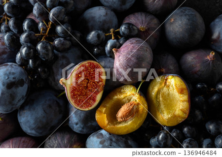 Juicy fresh blue fruits. 136946484