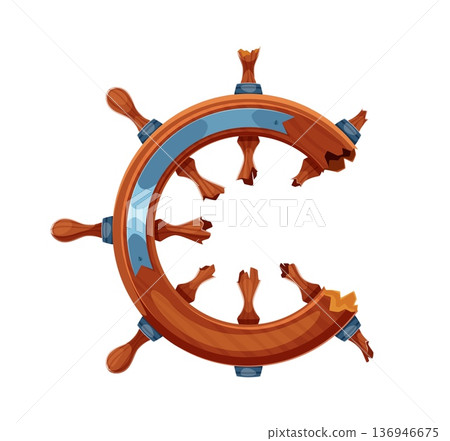 Pirate font cartoon ship steering wheel letter C. Pirate maritime typeset letter, piracy typeface vector element. Corsair marine sailing font symbol with vessel wooden broken steering wheel Pirate font cartoon ship steering wheel letter C. Pirate maritime typeset letter, piracy typeface vector element. Corsair marine sailing font symbol with vessel wooden broken steering wheel 136946675