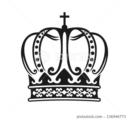 Heraldic queen royalty precious crown. Historic heraldic monarch jewelry, antique royal emperor hat. Vintage medieval queen crown Heraldic queen royalty precious crown. Historic heraldic monarch jewelry, antique royal emperor hat. Vintage medieval queen crown 136946773