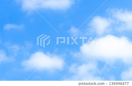 Simple landscape with blue sky and white clouds 136946877