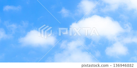 Simple landscape with blue sky and white clouds Simple landscape with blue sky and white clouds 136946882