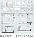 Furniture and apartment plan 136947318