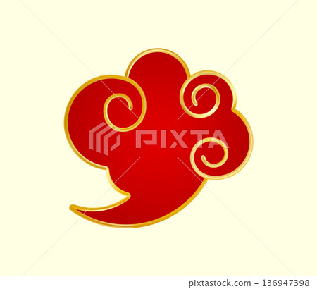 Red Gold traditional Chinese cloud. Luxury gradient element 136947398