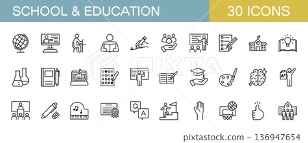 School and education line icon set 136947654
