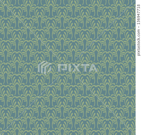 Olive Folk Damask Ornamental Pattern Olive Folk Damask Ornamental Pattern 136947718