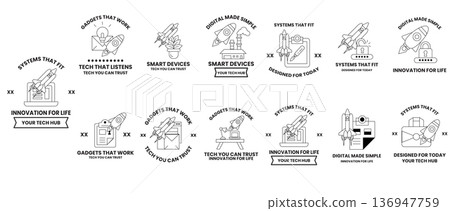 A series of logos for different companies 136947759