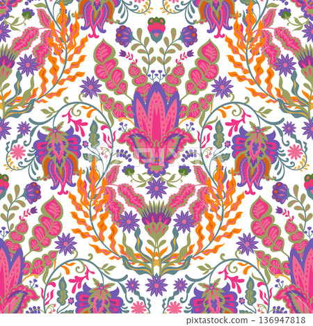 Maximalist Folk Floral Symmetry Print Maximalist Folk Floral Symmetry Print 136947818
