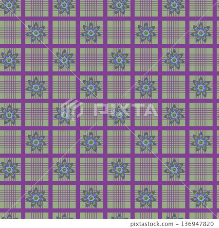 Vintage Plaid Tile Flower Grid Vintage Plaid Tile Flower Grid 136947820