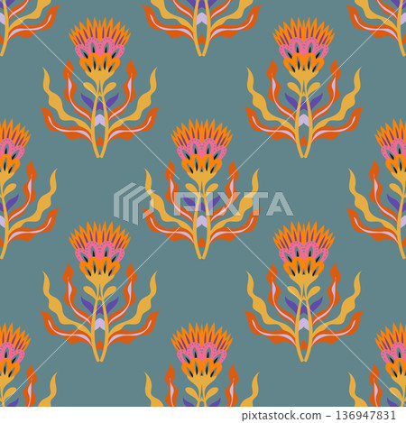 Modern Thistle Sprig Toss Print 136947831